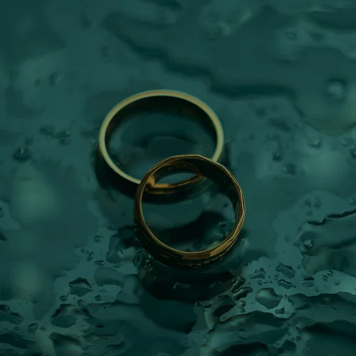 Two rings on a blue background